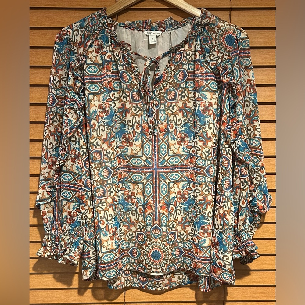 NWOT Cato Multicolor Geometric Print Blouse SIZE large